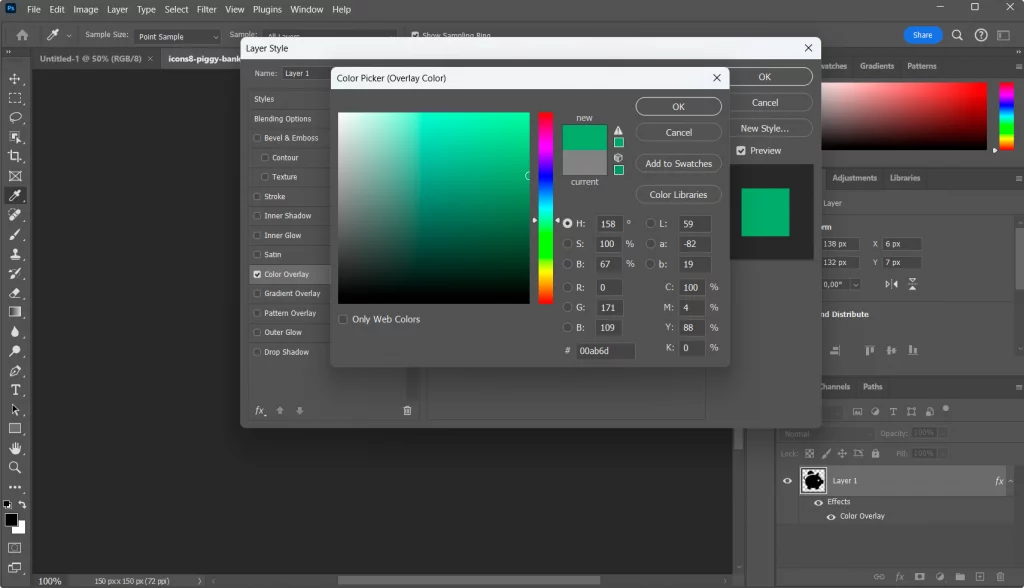 picking the new color for the image